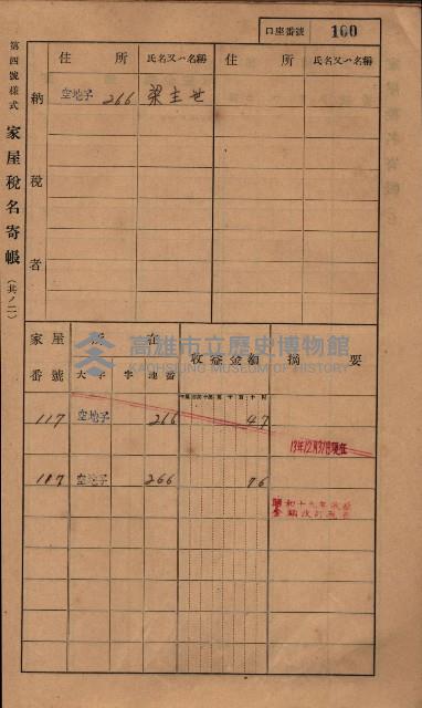 高雄州鳳山郡小港庄塩水港、中大厝、空地子
家屋稅名寄帳（一冊之內第一號）藏品圖，第132張