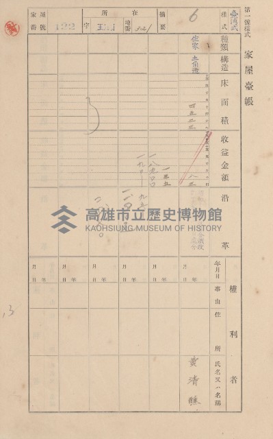 鳳山郡林園庄王公廟家屋臺帳（三冊之內第一號）藏品圖，第132張