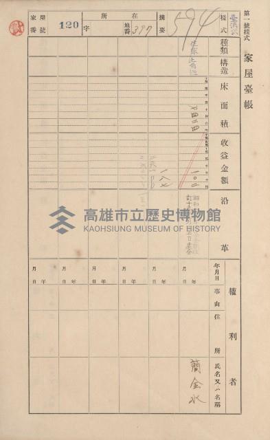 鳳山郡小港庄空地子家屋臺帳（一冊之內第一號）藏品圖，第132張