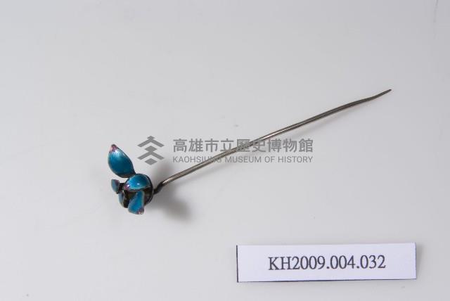 銀琺瑯蘭花簪藏品圖，第1張