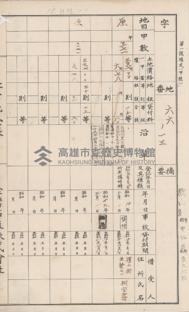 臺灣拓殖株式會社甲仙社有地臺帳（二之二）藏品圖，第32張