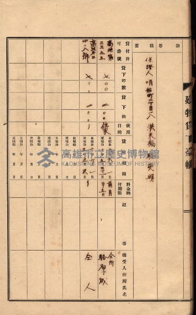 州所屬建物貸下臺帳（高雄州）藏品圖，第32張