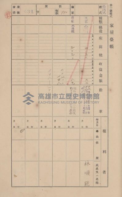 鳳山郡大寮庄翁公園家屋臺帳（三冊之內第三號）藏品圖，第32張