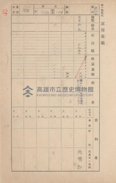 鳳山郡林園庄港子埔家屋臺帳（三冊之內第三號）藏品圖，第32張