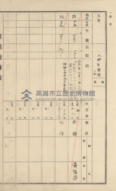 杉林庄官租地臺帳（二冊之內第二號）藏品圖，第332張