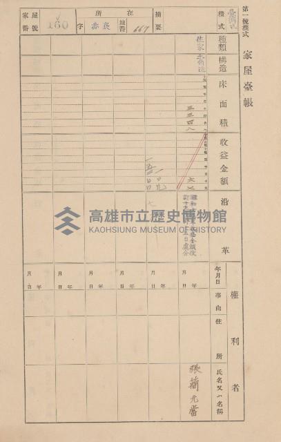 鳳山郡大寮庄赤崁家屋臺帳（四冊之內第一號）藏品圖，第172張