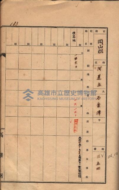 州有墓地臺帳（岡山郡）藏品圖，第172張