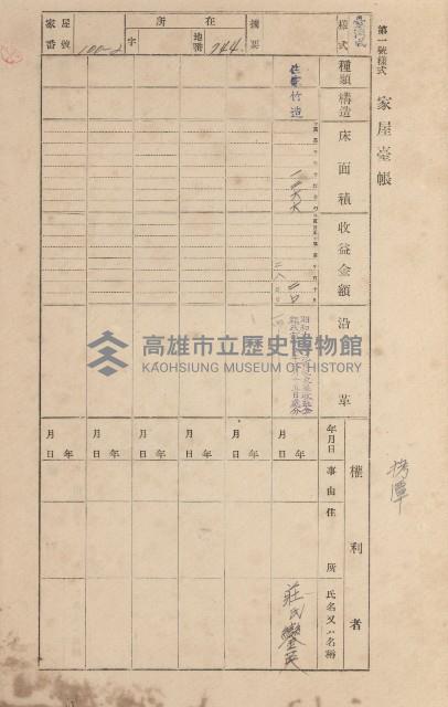 鳳山郡大寮庄拷潭家屋臺帳（一冊之內第一號）藏品圖，第72張