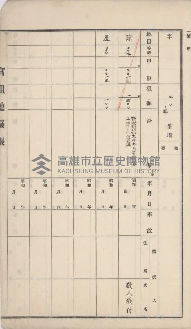 岡山街官租地臺帳（第六號）藏品圖，第72張