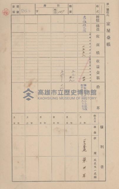 鳳山郡小港庄大坪頂家屋臺帳（二冊之內第二號）藏品圖，第72張