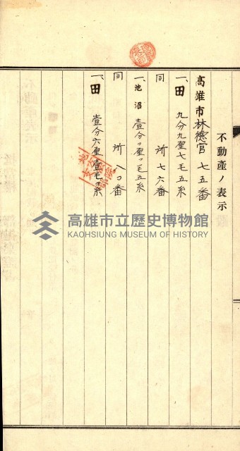 登記關係雜件綴－抵當權拋棄証書並其他
（買收關係－卅八之八）藏品圖，第72張