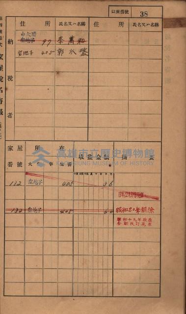 高雄州鳳山郡小港庄塩水港、中大厝、空地子
家屋稅名寄帳（一冊之內第一號）藏品圖，第70張
