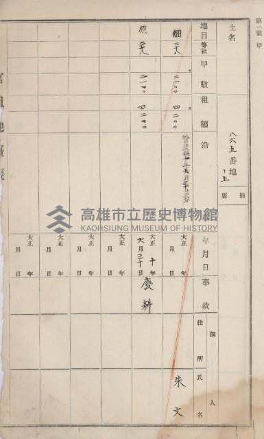 田寮庄官租地臺帳（全一冊）藏品圖，第69張