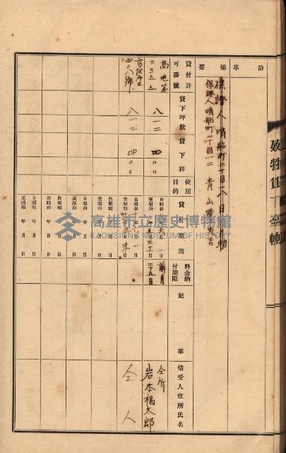 州所屬建物貸下臺帳（高雄州）藏品圖，第70張