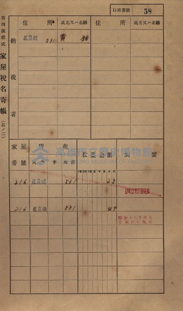 高雄州鳳山郡小港庄鳳鼻頭家屋稅名寄帳
（一冊之內第一號）藏品圖，第70張