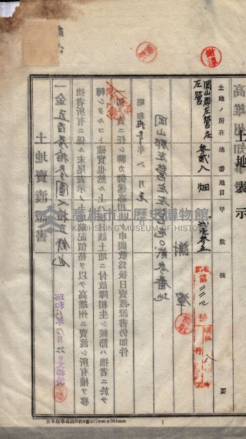 州買收地調書－登記濟証綴
（左營、埤子頭、前峰尾、內惟）藏品圖，第370張