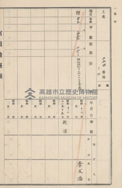 旗山街官租地臺帳（二冊之內第二號）藏品圖，第130張