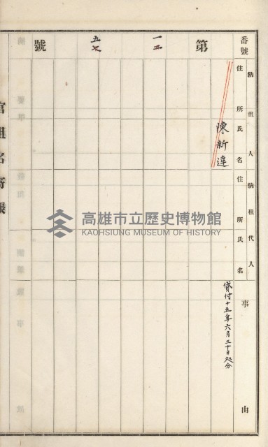 旗山街官租名寄帳（二之一）藏品圖，第131張