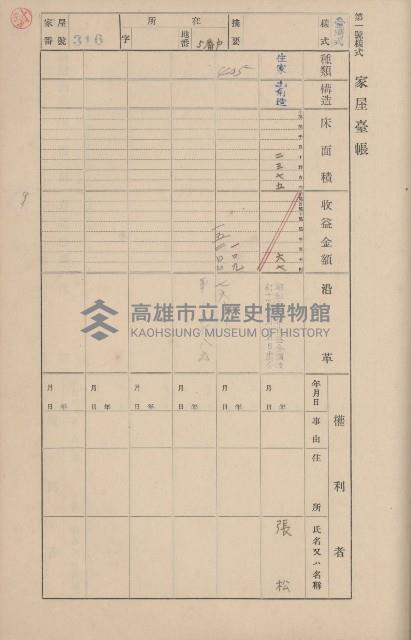 鳳山郡鳥松庄田草埔家屋臺帳
（二冊之內第二號）藏品圖，第130張