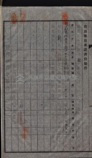 高雄工業用水道用地建物移轉承諾書
（買收關係－卅八之十五）藏品圖，第130張