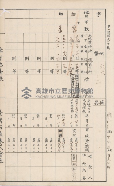 臺灣拓殖株式會社甲仙社有地臺帳（二之二）藏品圖，第30張