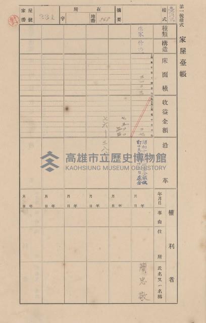 鳳山郡大寮庄翁公園家屋臺帳（三冊之內第二號）藏品圖，第30張