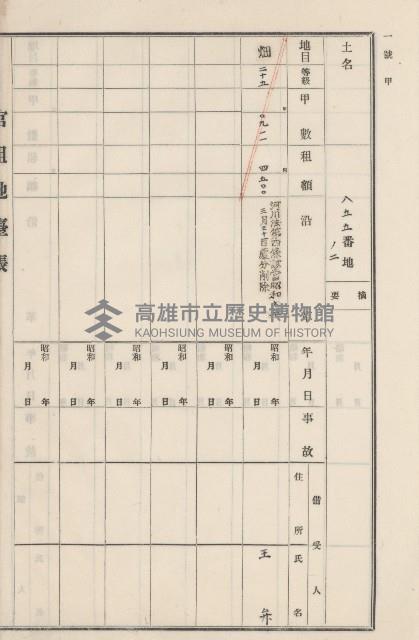 旗山街官租地臺帳（二冊之內第二號）藏品圖，第210張