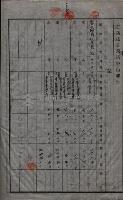高雄工業用水道用地建物移轉承諾書
（買收關係－卅八之十五）藏品圖，第210張