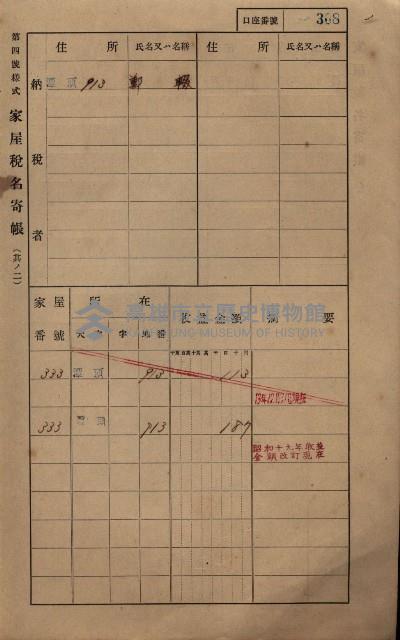 高雄州鳳山郡林園庄潭頭家屋稅名寄帳
（二冊之內第二號）藏品圖，第110張