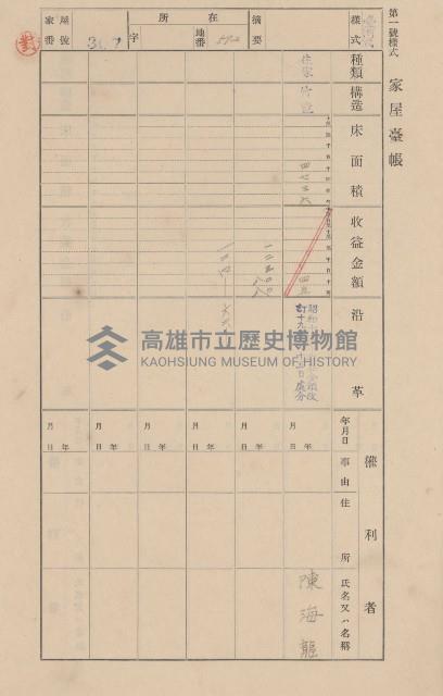 鳳山郡大寮庄翁公園家屋臺帳（三冊之內第二號）藏品圖，第110張