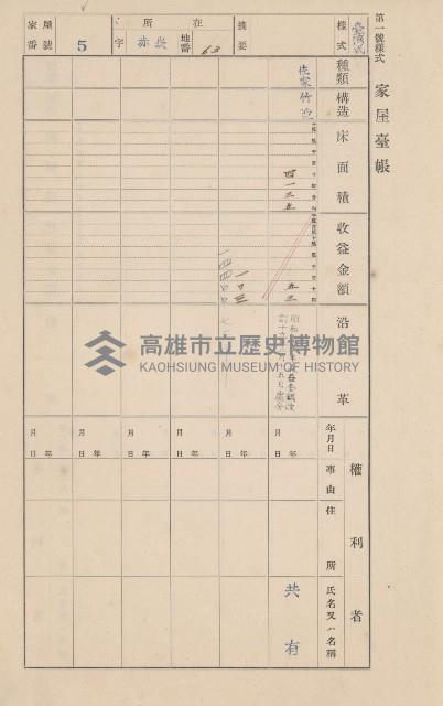 鳳山郡大寮庄赤崁家屋臺帳（四冊之內第一號）藏品圖，第10張