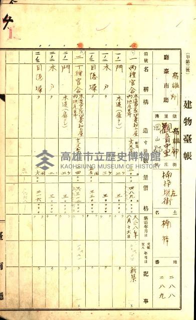 州所屬建物臺帳（高雄州岡山郡）藏品圖，第10張