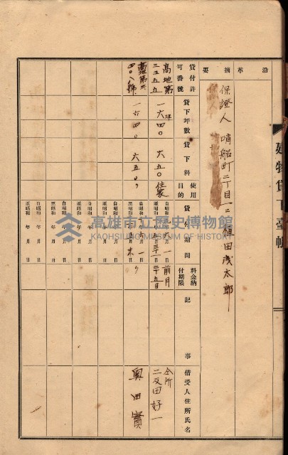 州所屬建物貸下臺帳（高雄州）藏品圖，第10張