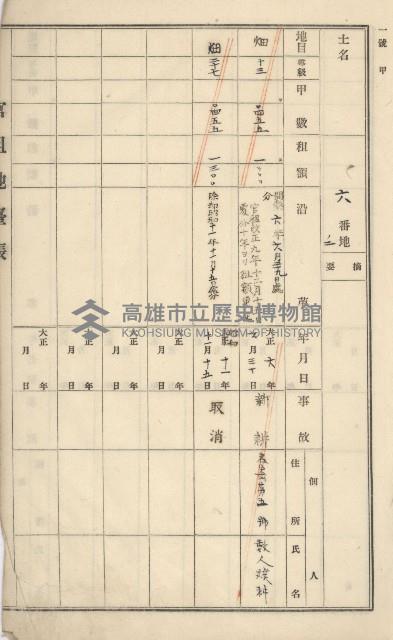 旗山街官租地臺帳（二冊之內第一號）藏品圖，第10張