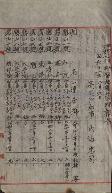 祕密地圖ニ關スル書類（高雄州）藏品圖，第423張