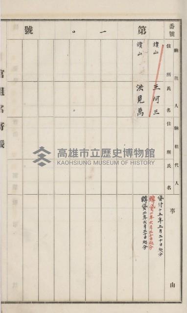 旗山街官租名寄帳（二之一）藏品圖，第121張