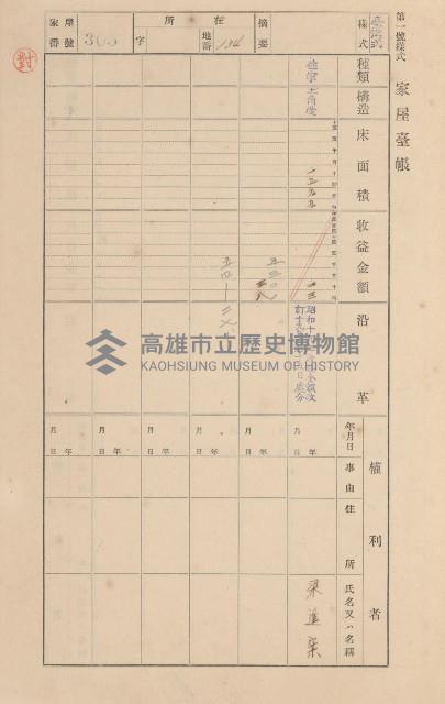 鳳山郡小港庄大坪頂家屋臺帳（二冊之內第二號）藏品圖，第120張