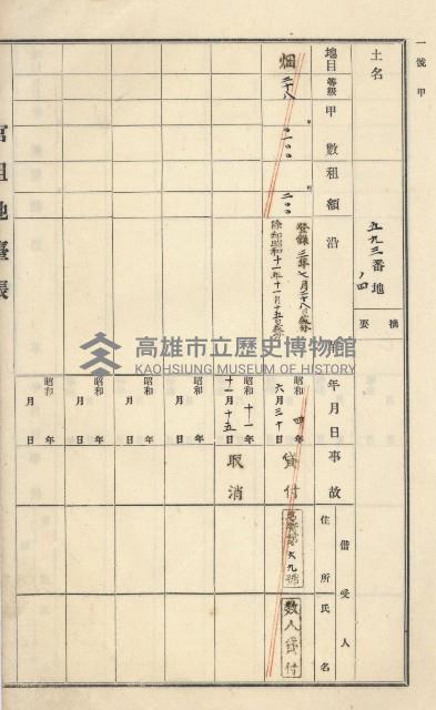 旗山街官租地臺帳（二冊之內第一號）藏品圖，第120張