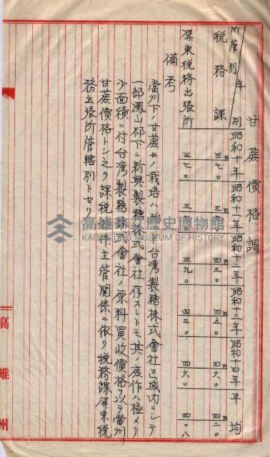 州所屬地貸下料算出基礎調
（其之他－十三之一）藏品圖，第20張