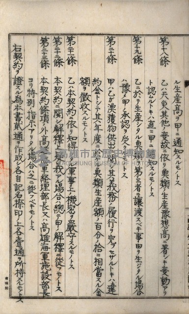 高雄州土地利用協會書類綴
（海軍用地使用許可關係）藏品圖，第20張