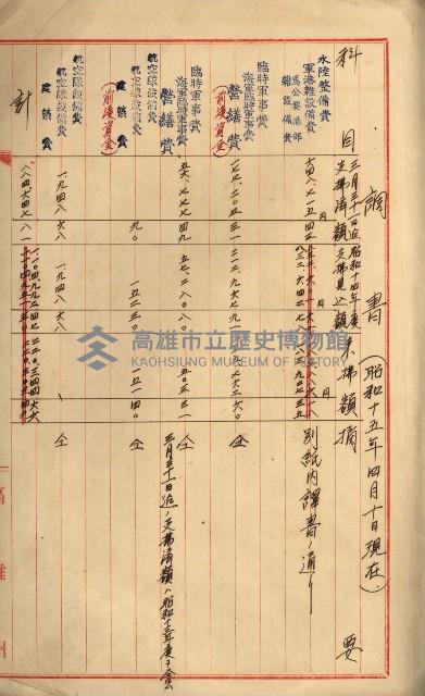 海軍豫算關係藏品圖，第662張