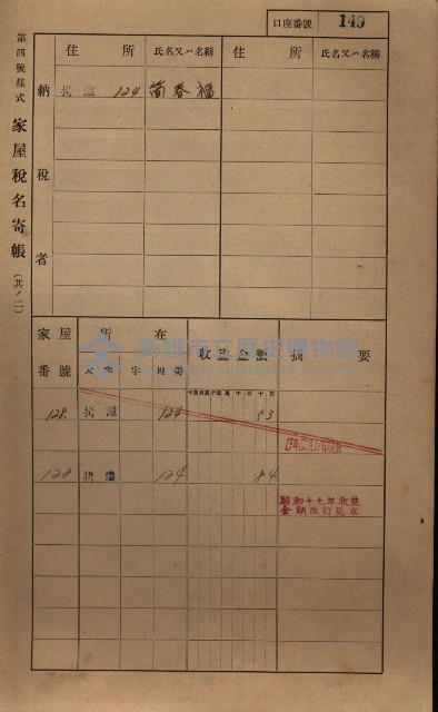 高雄州鳳山郡大寮庄拷潭家屋稅名寄帳
（二冊之內第一號）藏品圖，第160張