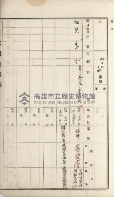 大樹庄官租地臺帳藏品圖，第60張