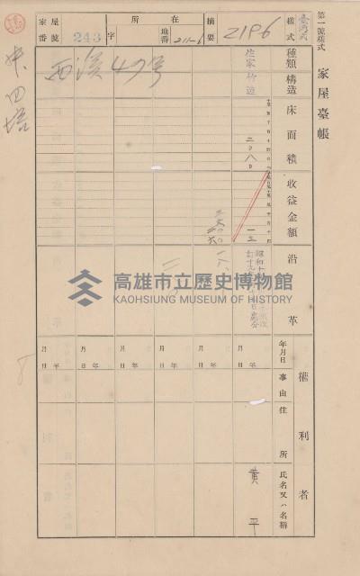 鳳山郡林園庄中芸家屋臺帳（二冊之內第二號）藏品圖，第60張