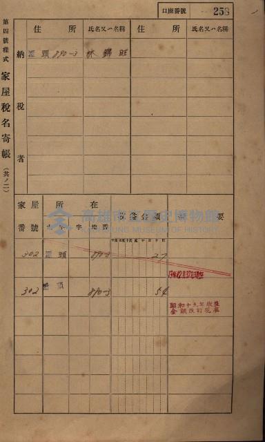 高雄州鳳山郡林園庄潭頭家屋稅名寄帳
（二冊之內第二號）藏品圖，第60張