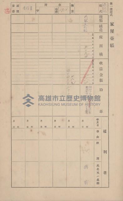 鳳山郡大寮庄山子頂家屋臺帳（三冊之內第三號）藏品圖，第60張