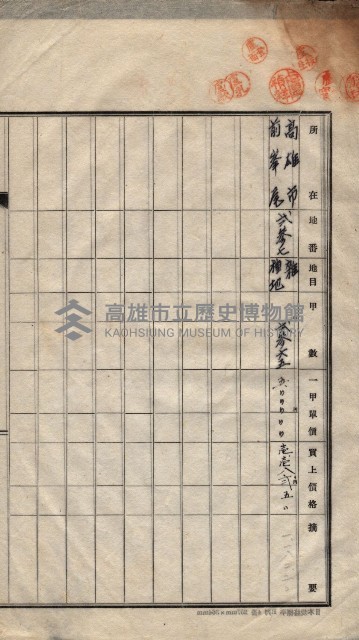 州買收地調書－登記濟証綴
（左營、埤子頭、前峰尾、內惟）藏品圖，第550張
