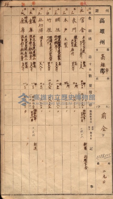建物臺帳（高雄市－州有官舍）藏品圖，第50張