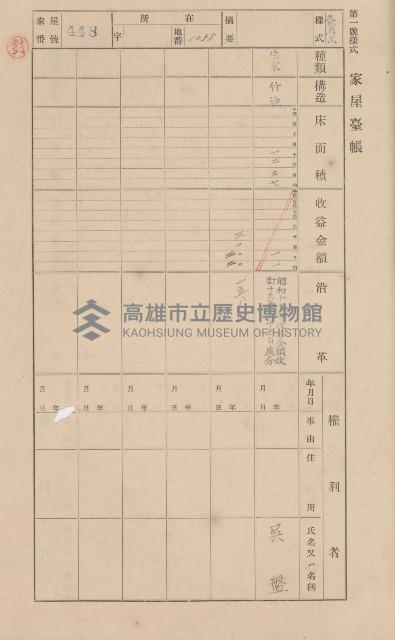 鳳山郡大寮庄翁公園家屋臺帳（三冊之內第三號）藏品圖，第50張