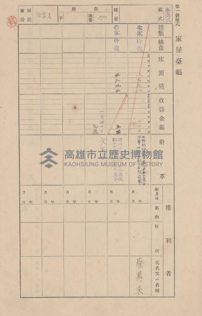 鳳山郡大寮庄翁公園家屋臺帳（三冊之內第二號）藏品圖，第50張